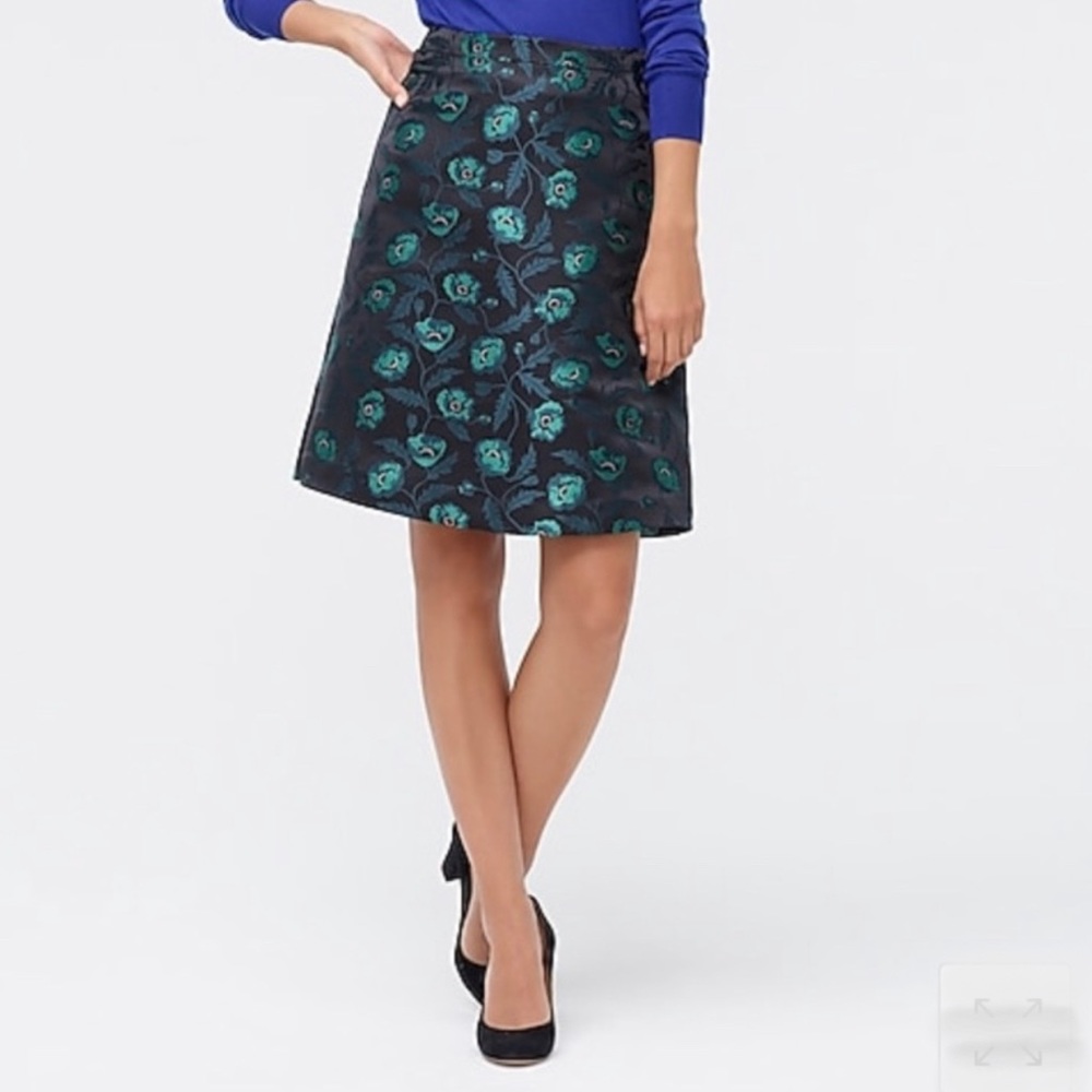 J.CREW Emmie Poppy Jacquard Flared Party Skirt